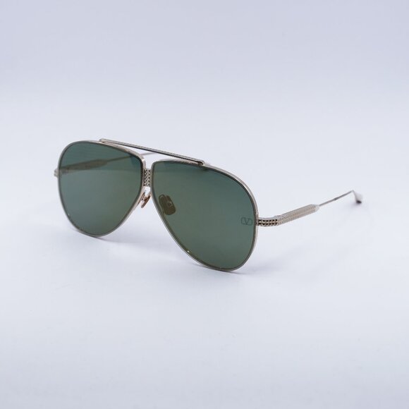 Valentino XVI VLS-100B Sunglasses Gold Aviator Frame, Green Lenses main image 8